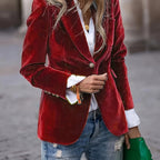 Timeless Women's Long Sleeve Buttoned Blazer - Tailored H-Line