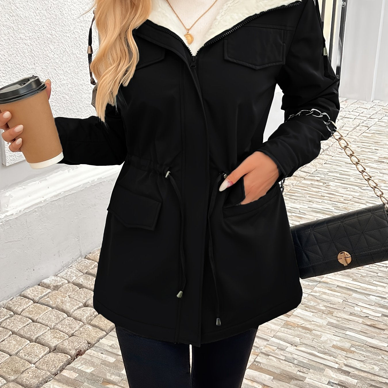 Elegant Hooded Women's Coat for Fall and Winter