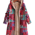 Vibrant Paisley & Floral Hooded Fleece Coat - Women's Outerwear