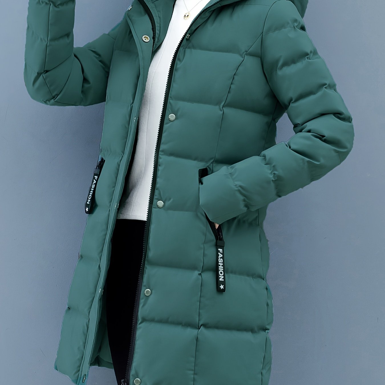 Urban Grace Quilted Mid-Length Jacket with Hood
