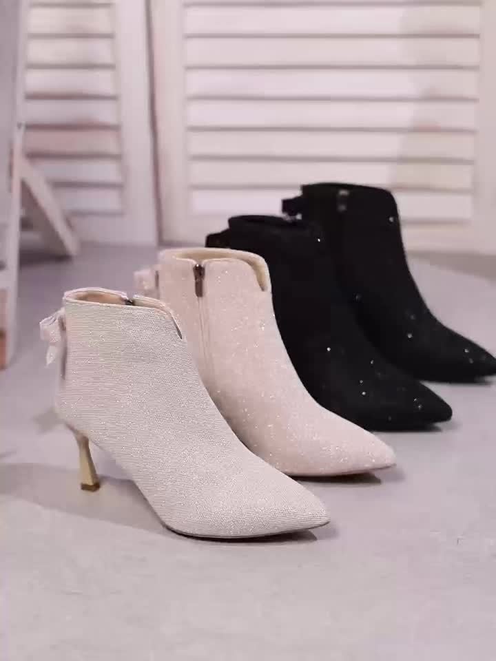Sapatos de salto alto elegantes para mulher, com sola de TPR, fecho de zíper, corte liso e acolchoado de cor sólida, para todas as estações.