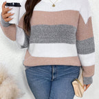 Cozy Oversized Striped Sweater for Curvy Women