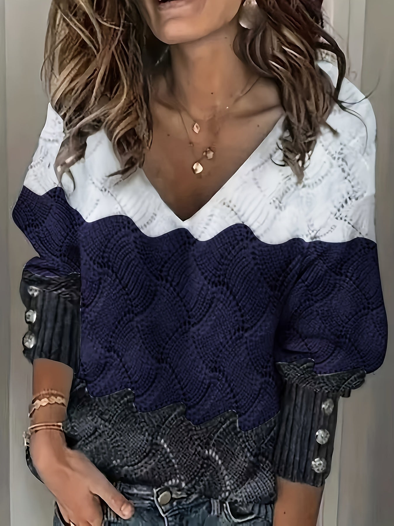 Conjunto Casual de Manga Longa com Decote em V para Mulheres, Elegante para Casa e Escritório - Outono/Inverno