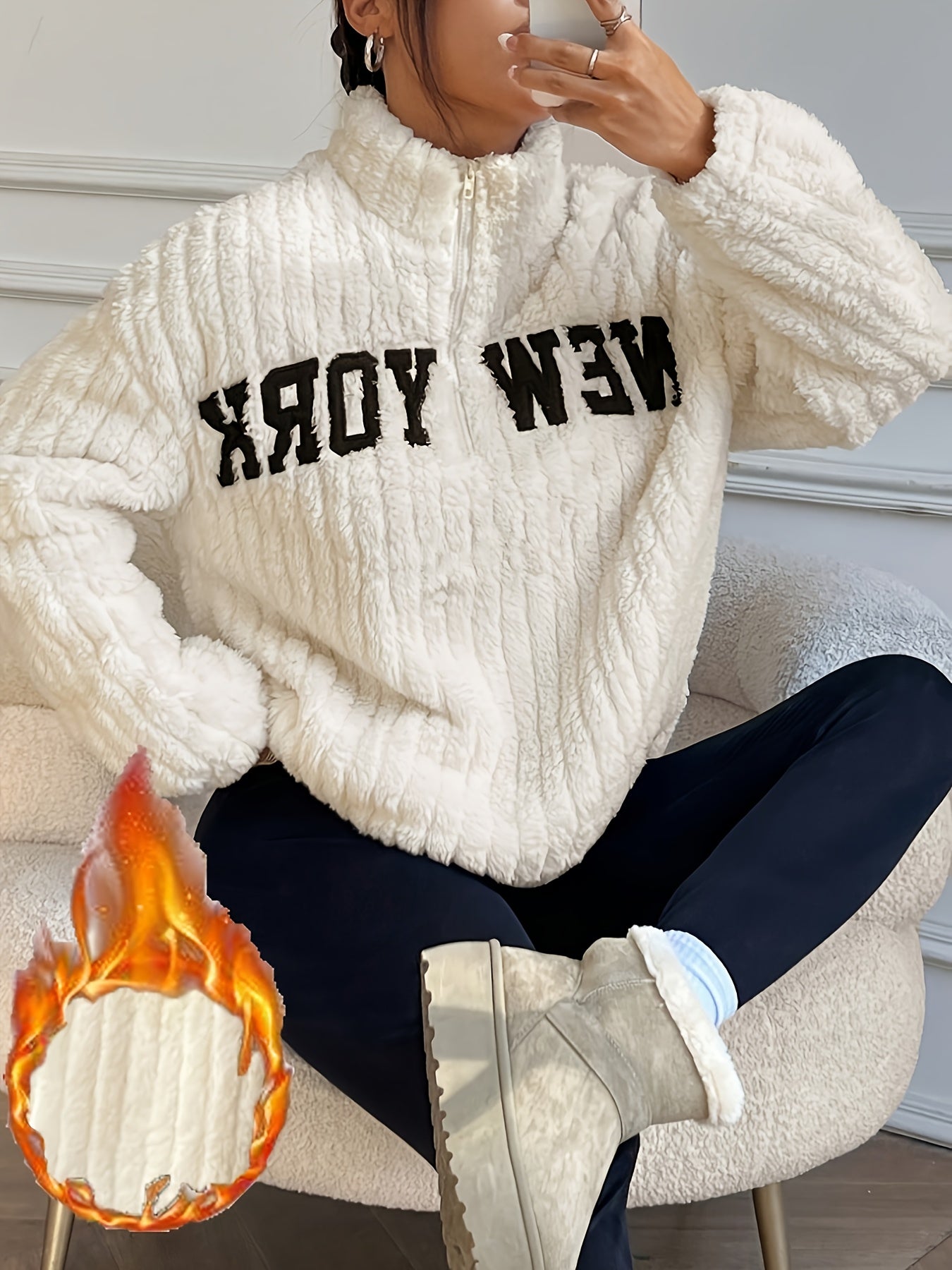 Cozy Quilted High Collar Sweatshirt for Women