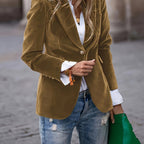 Timeless Women's Long Sleeve Buttoned Blazer - Tailored H-Line