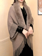 Xaile Elegante Assimétrico Feminino - Cachecol de Inverno Macio e Quente com Rosa Pastel/Roxo, Xaile Formal e para o Dia a Dia para Todas as Estações para Festas, Roupa Casual - Acessório de Moda Feminino de Fácil Cuidado, Acessório de Festa, Cobertura Elegante, Padrão Geométrico