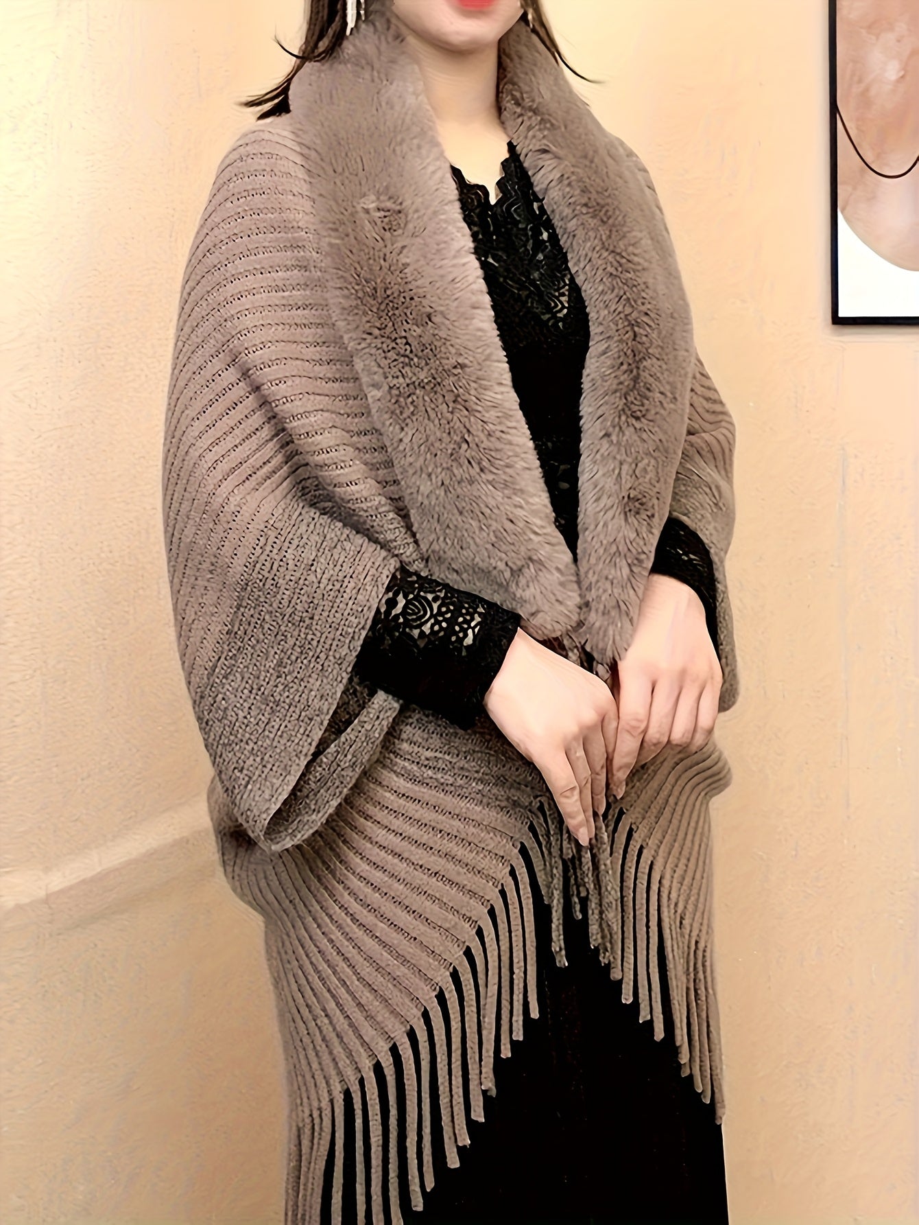 Xaile Elegante Assimétrico Feminino - Cachecol de Inverno Macio e Quente com Rosa Pastel/Roxo, Xaile Formal e para o Dia a Dia para Todas as Estações para Festas, Roupa Casual - Acessório de Moda Feminino de Fácil Cuidado, Acessório de Festa, Cobertura Elegante, Padrão Geométrico