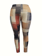 Calças Skinny de Cintura Alta para Mulheres - Leggings Elásticas para Todas as Estações, Não Transparente para Looks Casuais e Formais - Lavável à Máquina em Tons Neutros (Bege/Preta/Cinza/Marrom/Azul/Vermelho/Branco), Calças Versáteis com Estampa Geométrica, Material Durável, Ajustadas, Moda Casual, Alta Elasticidade, Leggings Estilosas, Adulto Feminino