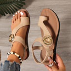 Sandálias Femininas Bege/Bege Claro - Palmilhas Antiderrapantes e Acolchoadas, Sapatos de Praia Abertos para o Verão, Sandálias Plataforma em PU - Casual e Formais, Fácil Limpeza, Design com Fivela Estiloso, Conforto Macio, Cobertura Durável