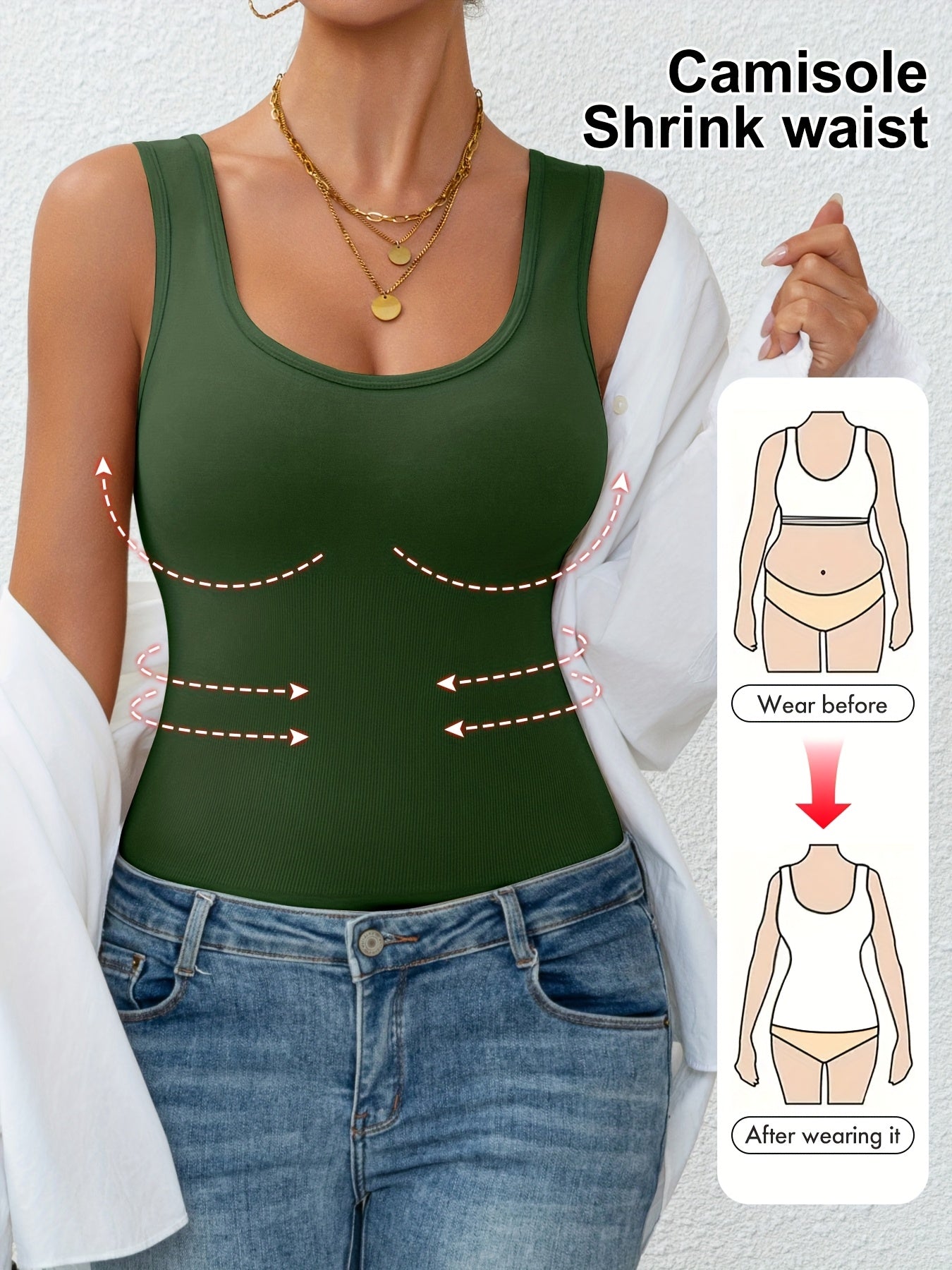 Vest de Controle Abdominal Feminino, Roupa Íntima Sem Mangas Confortável para Modelagem e Cintura Ajustada em Treinos