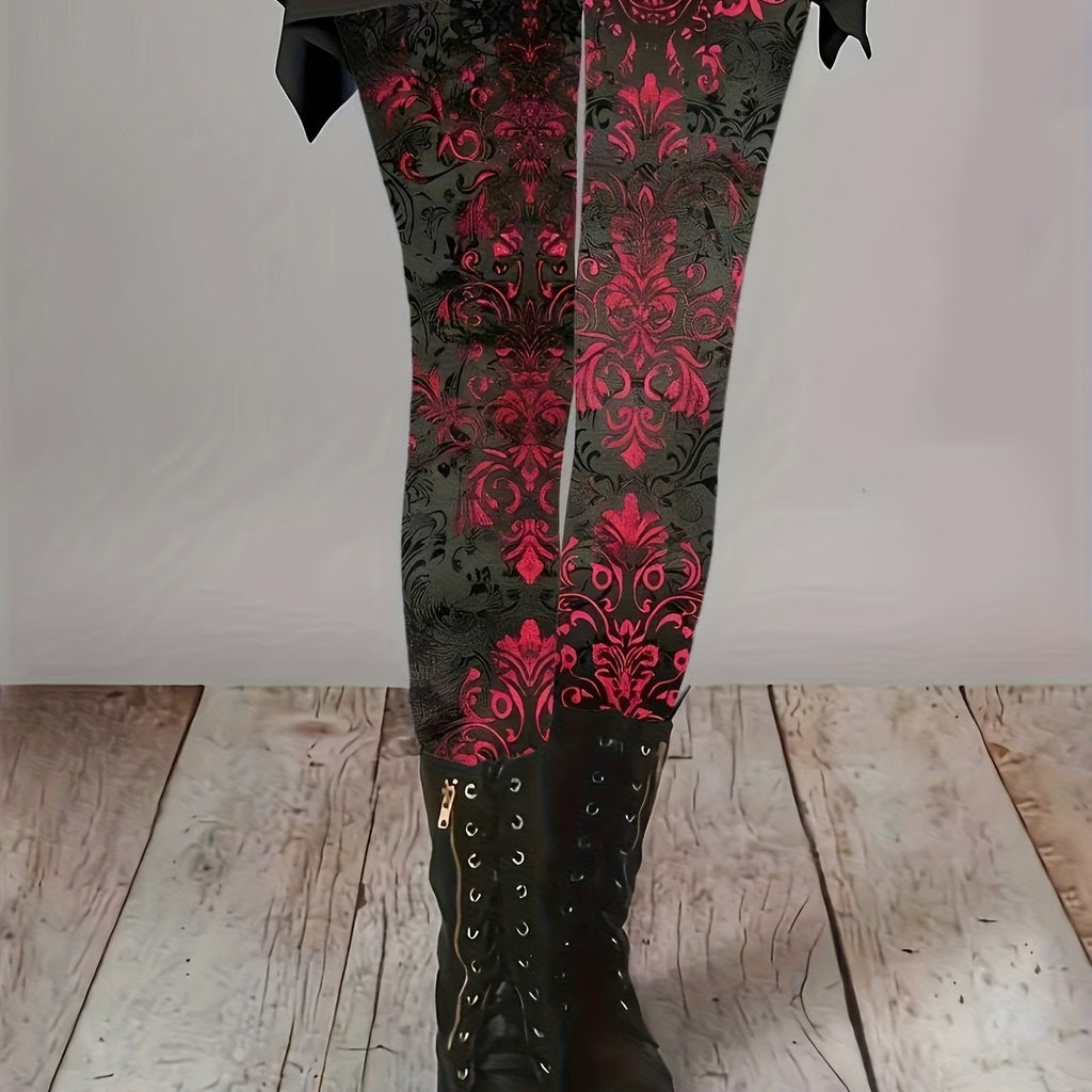 Refined Plus Size Skinny Pants with European Prints