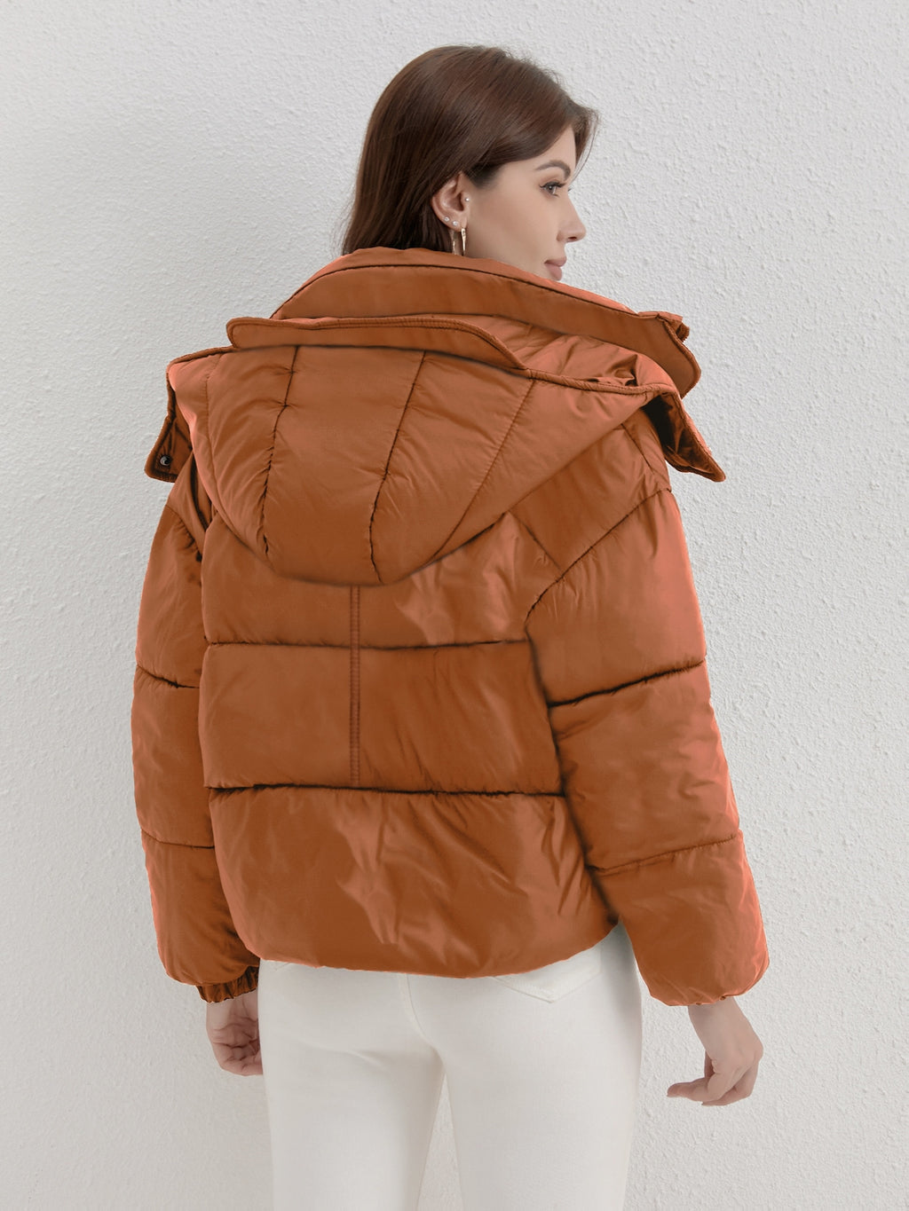 Casaco Leve com Capuz para Mulher - Casaco de Inverno Quente com Fecho de Zíper Completo, Gola Alta, Exterior - Roupa Exterior de Fácil Cuidado para Clima Frio para Uso Diário e Formal, Casaco de Inverno, Roupa Casual de Inverno, Design de Gola Alta, Roupa de Inverno Durável, Moda de Outono