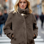 Elegant Short Winter Coat with Button Closure