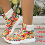 Botas de Neve Femininas de Inverno, Forradas e Acolchoadas - Sapatos Esportivos Curtos de Tornozelo a Meia Canela para Aquecer