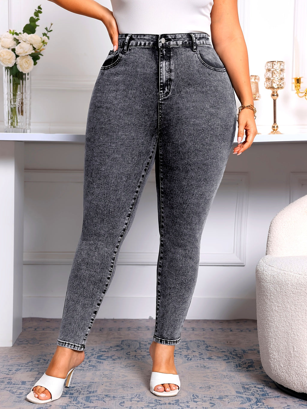 Jeans femininos oversized elásticos