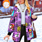 Women's Hooded Graffiti Jacket - Vibrant Winter Style