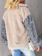 CHICME Casaco de Pelúcia Feminino em Imitação de Pele com Detalhes de Lantejoulas - Elegante Casaco de Manga Comprida com Gola de Lapela e Várias Cores, Roupa de Exterior de Inverno Lavável à Máquina para Outono/Inverno