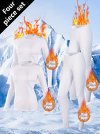 Conjunto de 4 Peças para Mulheres: Roupa Íntima Quente com Forro Polar, Camiseta e Calça Térmica para o Inverno