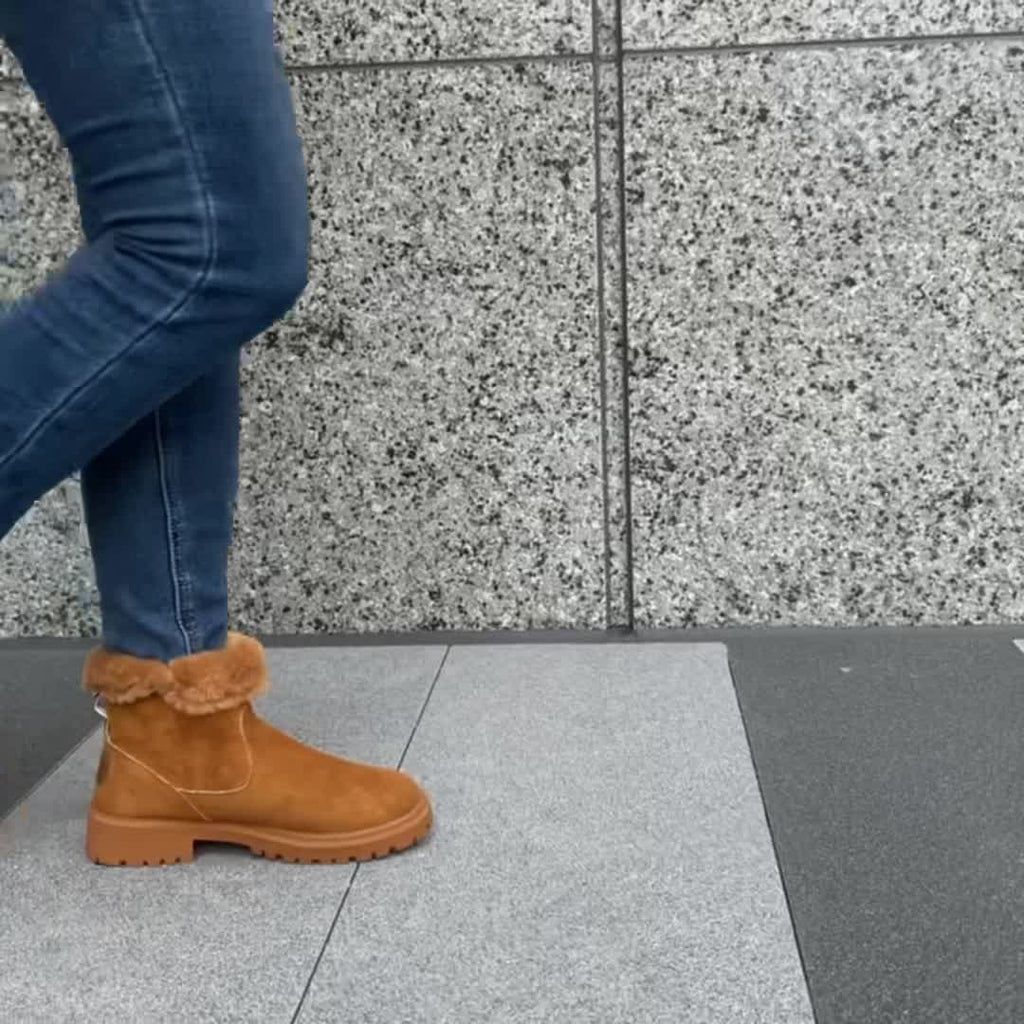 Botas de Neve Femininas com Forro Acolchoado para o Inverno - Parte Superior e Forro Grossos e Quentes, Sola Antiderrapante de Borracha, Estampa de Leopardo & Preto, Duráveis para Tração Externa no Inverno