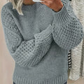 Chic Oversized Knit Sweater for Women - Soft Pink Lantern Sleeves