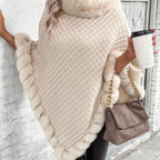 Elegant Women's Cape Coat with Faux Fur Collar