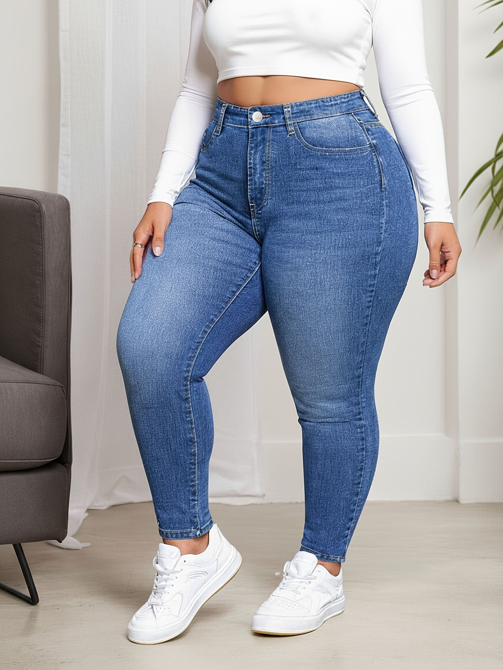 Calças jeans plus size femininas estilo novo para todas as estações, calça skinny elegante e casual. Calcas longas de moda em tamanhos grandes com alta elasticidade e conforto, ótima opção denim slimming que exibe um visual jovem moderno adequado a todos os tipos físicos