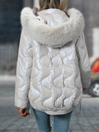 Casaco com Capuz Destacável Feminino | Moda de Inverno Chique, Corte Normal, Cor Lisa, Mangas Compridas, Detalhe de Fecho de Correr