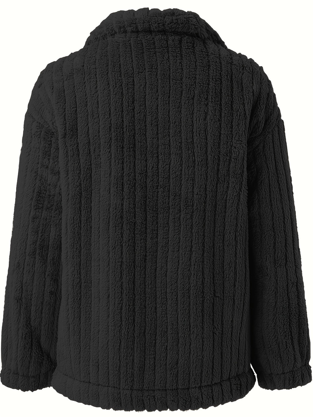 Casaco de Inverno Feminino com Gola de Pelúcia Realista - Casaco Teddy Bege, Lavável à Máquina, Manga Longa Macia para Outono/Inverno, Uso Casual ou Elegante (Sem Design) - Casaco Faux Teddy Aconchegante