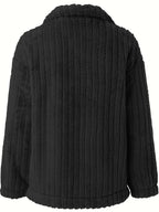 Casaco de Inverno Feminino com Gola de Pelúcia Realista - Casaco Teddy Bege, Lavável à Máquina, Manga Longa Macia para Outono/Inverno, Uso Casual ou Elegante (Sem Design) - Casaco Faux Teddy Aconchegante