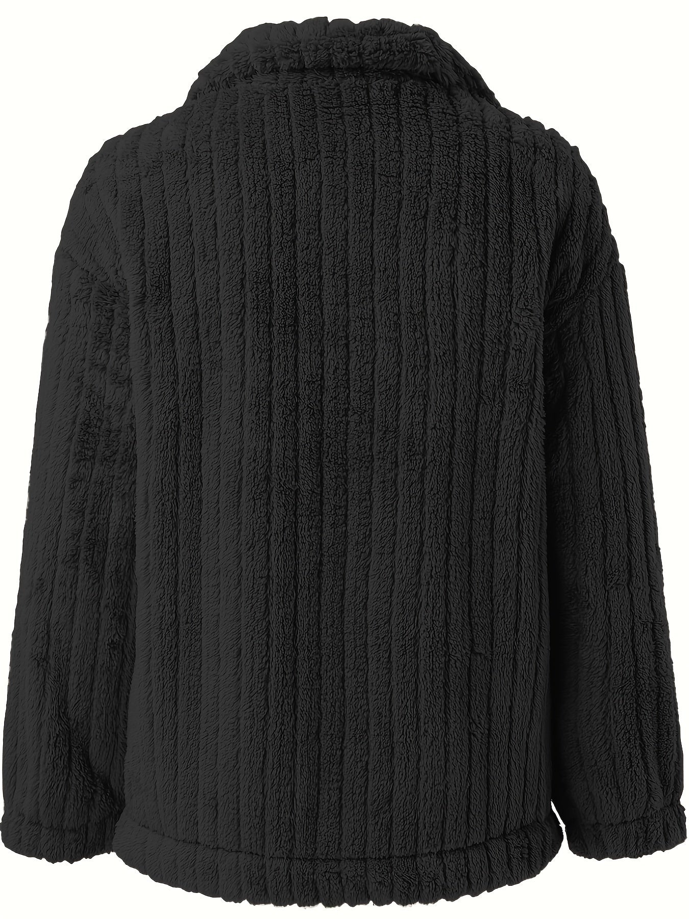 Casaco de Inverno Feminino com Gola de Pelúcia Realista - Casaco Teddy Bege, Lavável à Máquina, Manga Longa Macia para Outono/Inverno, Uso Casual ou Elegante (Sem Design) - Casaco Faux Teddy Aconchegante