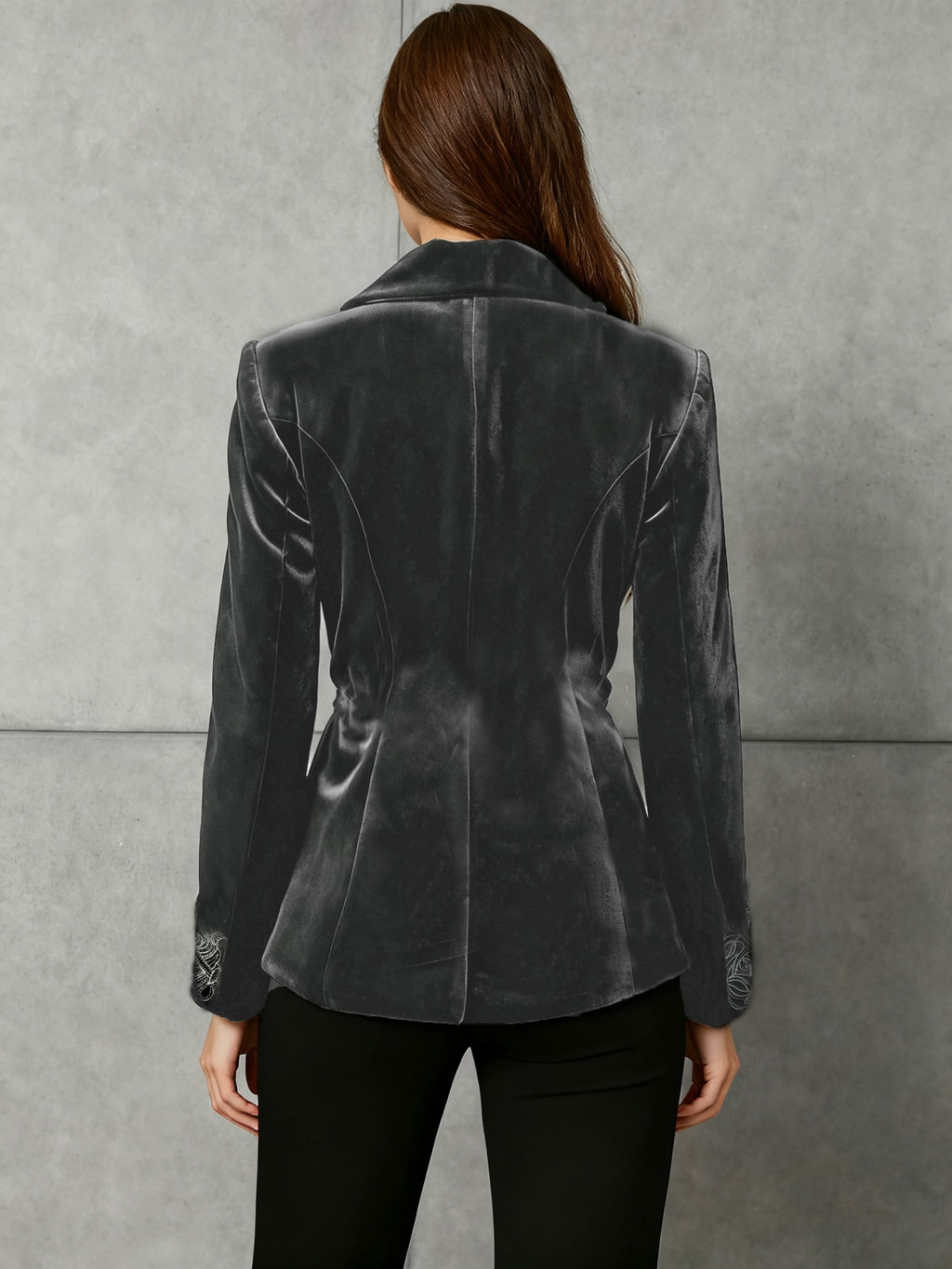 Blazer Feminino Elegante Vintage com Bordado Botânico - Jaqueta X-Shape de Um Botão, Lavável na Máquina, Traje de Outono/Inverno para Casamentos e Ocasiões Especiais (Comprimento Regular)