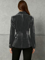 Blazer Feminino Elegante Vintage com Bordado Botânico - Jaqueta X-Shape de Um Botão, Lavável na Máquina, Traje de Outono/Inverno para Casamentos e Ocasiões Especiais (Comprimento Regular)