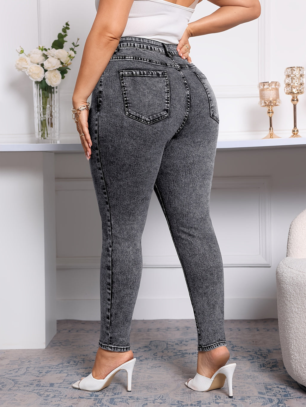 Jeans femininos oversized elásticos