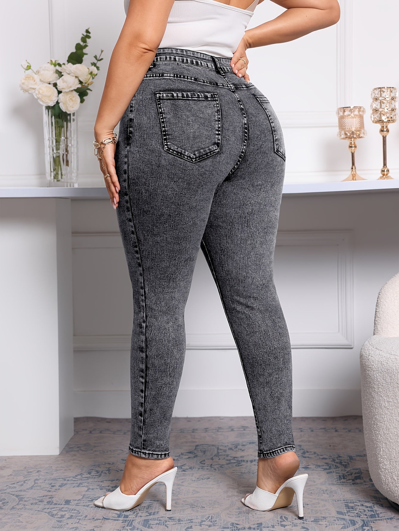 Jeans femininos oversized elásticos