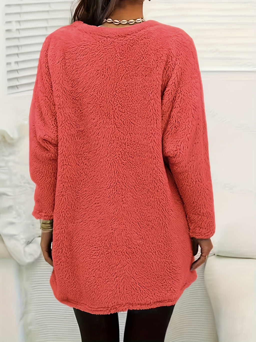 Camisola de Manga Comprida para Mulher com Forro de Lã Aconchegante e Estampado de Dente-de-Leão - Suave, Elástica e Casual para o Outono/Inverno, Laranja, Gola Redonda, Corte Normal, Roupa Casual|Top com Estampado de Dente-de-Leão|Tecido Elástico, Camisola e Camisola de Malha para Mulher, Camisola de Mulher, Camisolas de Mulher, Camisolas de Mulher Outono, roupa mulher inverno, camisolas mulher outono, camisola mulher outono