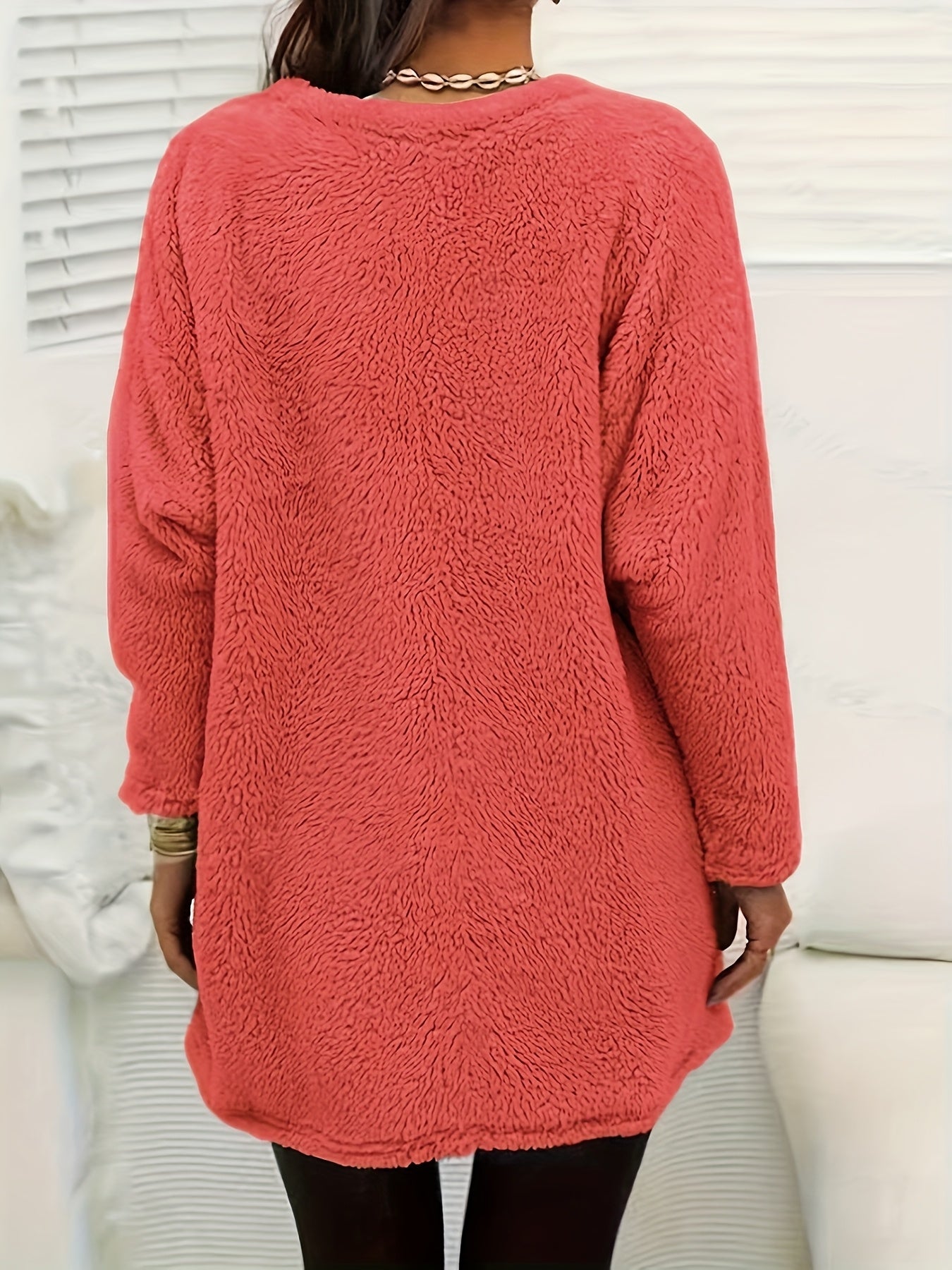 Camisola de Manga Comprida para Mulher com Forro de Lã Aconchegante e Estampado de Dente-de-Leão - Suave, Elástica e Casual para o Outono/Inverno, Laranja, Gola Redonda, Corte Normal, Roupa Casual|Top com Estampado de Dente-de-Leão|Tecido Elástico, Camisola e Camisola de Malha para Mulher, Camisola de Mulher, Camisolas de Mulher, Camisolas de Mulher Outono, roupa mulher inverno, camisolas mulher outono, camisola mulher outono