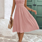 Chic Sleeveless A-Line  with Spaghetti Straps