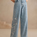 Floral Embroidered Wide-Leg Jeans - Everyday Charm