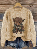 Blusa Casual de Gola Redonda com Estampa de Animais em Cores Contrastantes e Tecido Solto