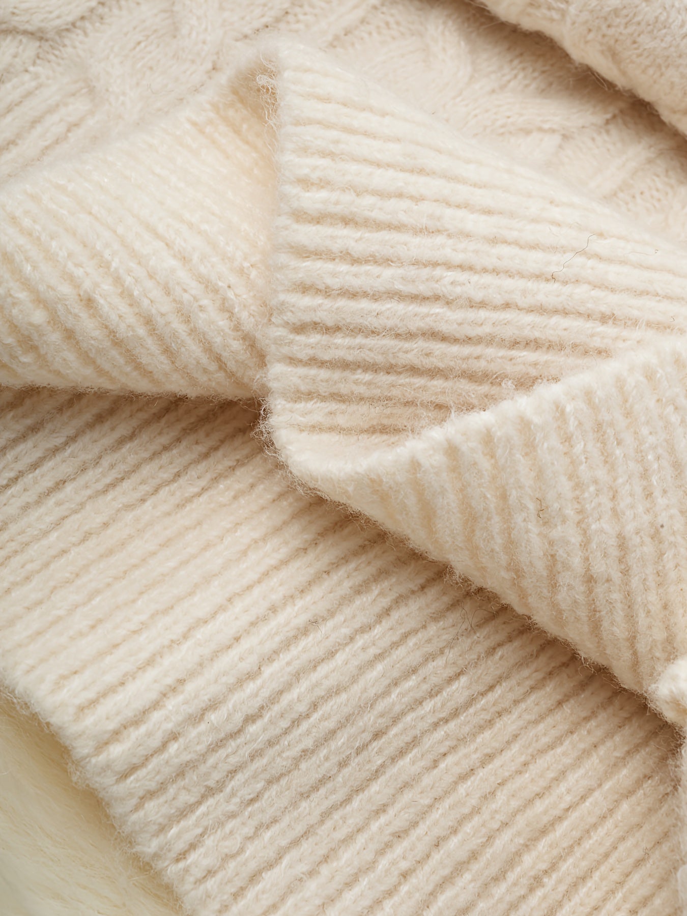 Camisola de Cabo Oversize Feminina - Cardigan Aconchegante de Outono/Inverno com Detalhe de Torção, Bege, Manga Comprida, Gola Redonda, Estilo Casual, Perfeito para Roupa Casual, Camisola Aconchegante