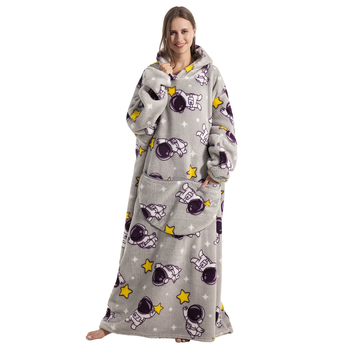 Moletom de Pelúcia Aconchegante com Capuz e Estampa de Panda Fofo - Bolso Oversized, Design Preto e Branco, Lavável na Máquina, Unissex para Uso Interno/Externo, Casaco Teddy Confortável, Textura Macia, Ideal para Relaxar em Casa