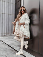 Jaqueta Feminina de Inverno com Capuz e Zíper - Casaco Acolchoado Adequado para o Clima, Elegante, Comprimento Médio a Comprimento Total, Lavável na Máquina (Sem Elasticidade)