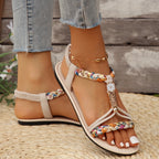 Sandálias de Mulher com Tranças, Tira Elástica Deslizante, Leves e Confortáveis para a Praia, Calçado de Férias Antiderrapante