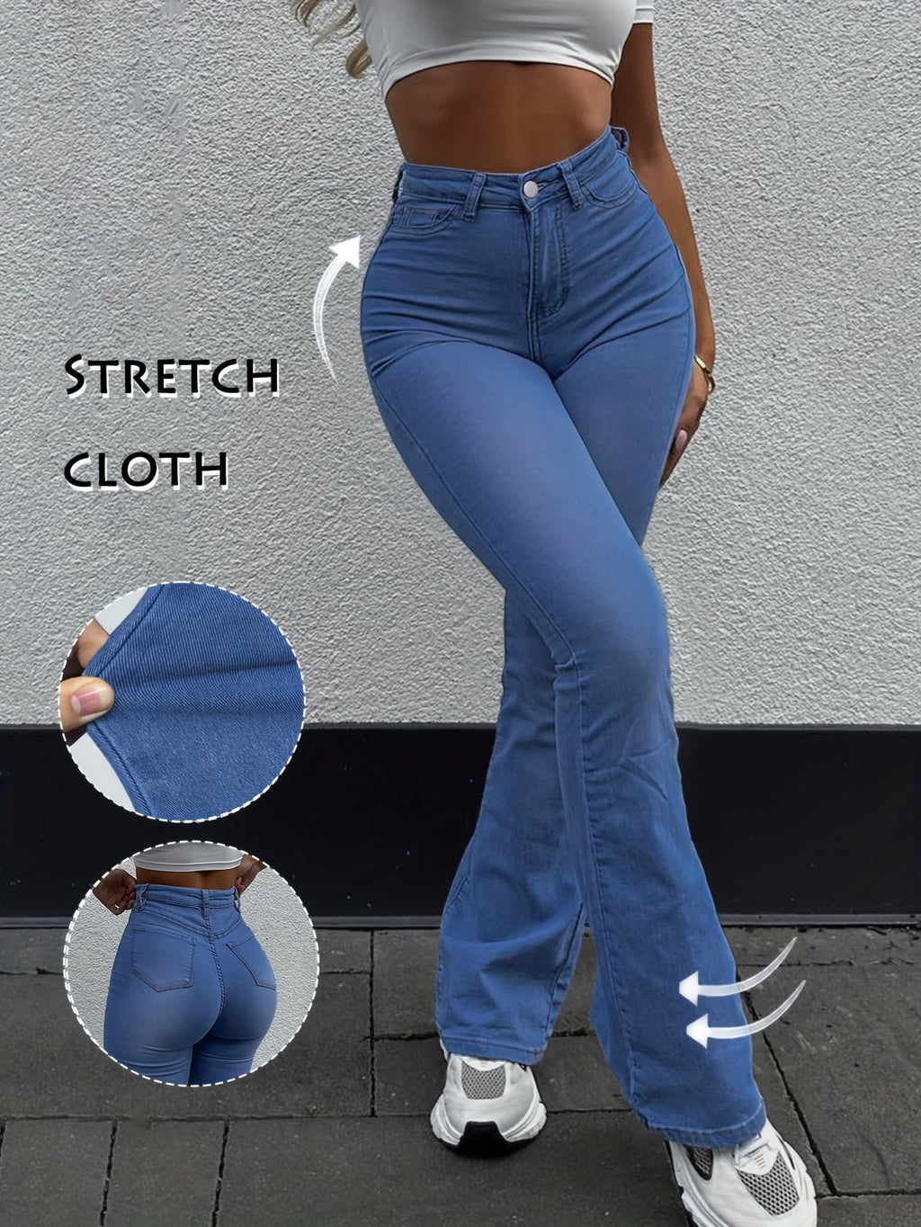 Jeans de ganga desbotados e de lavagem clara para mulher - Calças de perna reta sem elasticidade com design clássico de cinco bolsos, roupa para todos os dias e formal para todas as estações, jeans compridos de estilo streetwear para mulher, roupa versátil, roupa casual, costura de qualidade