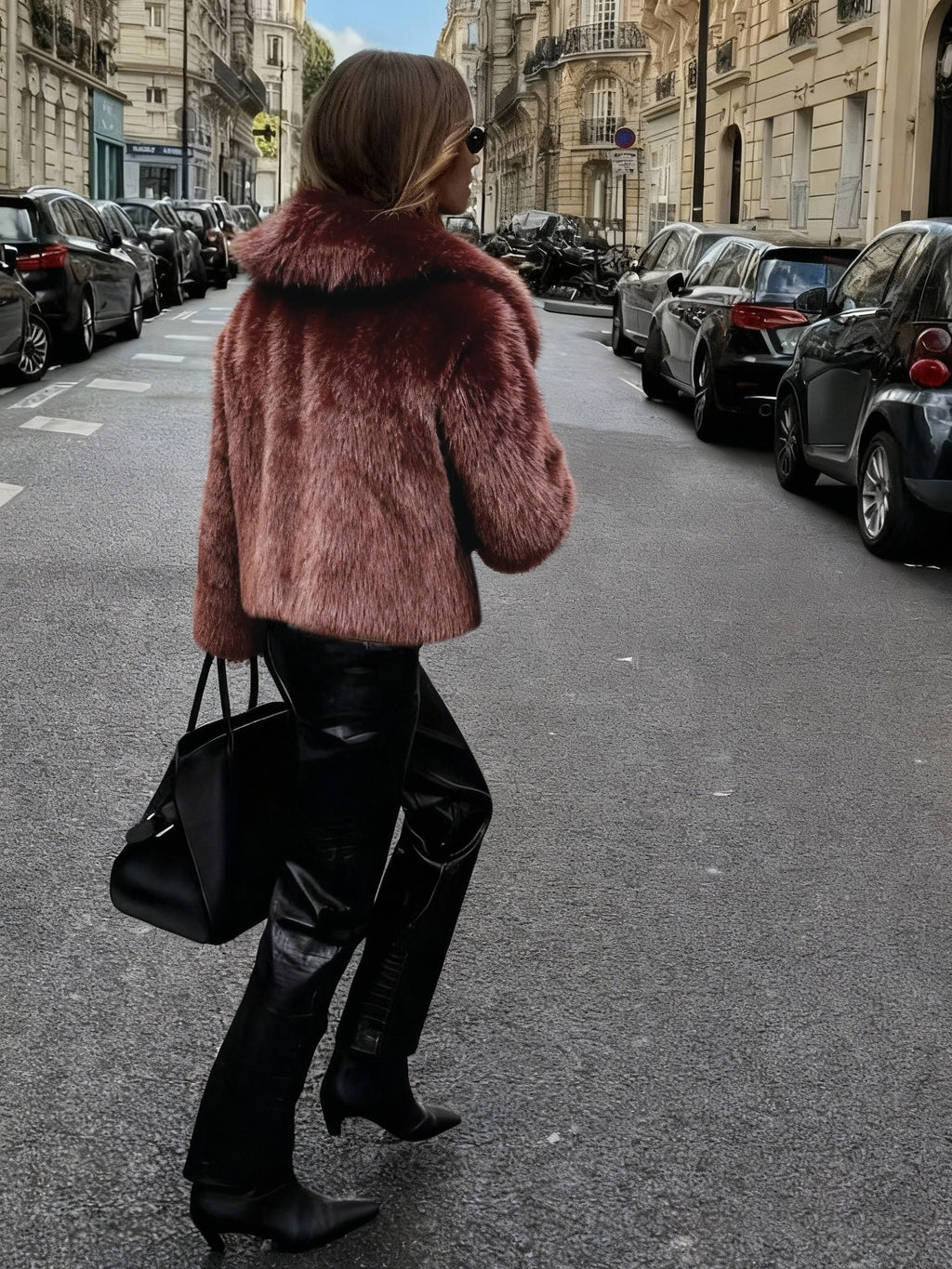 Jaqueta Curta de Inverno com Forro de Pelo Falso - Casaco Macio e Quente Ideal para Outono/Inverno, Lavável na Máquina, Casaco Curto Casual em Cor Sólida com Detalhes em Pelo Falso Bege Claro