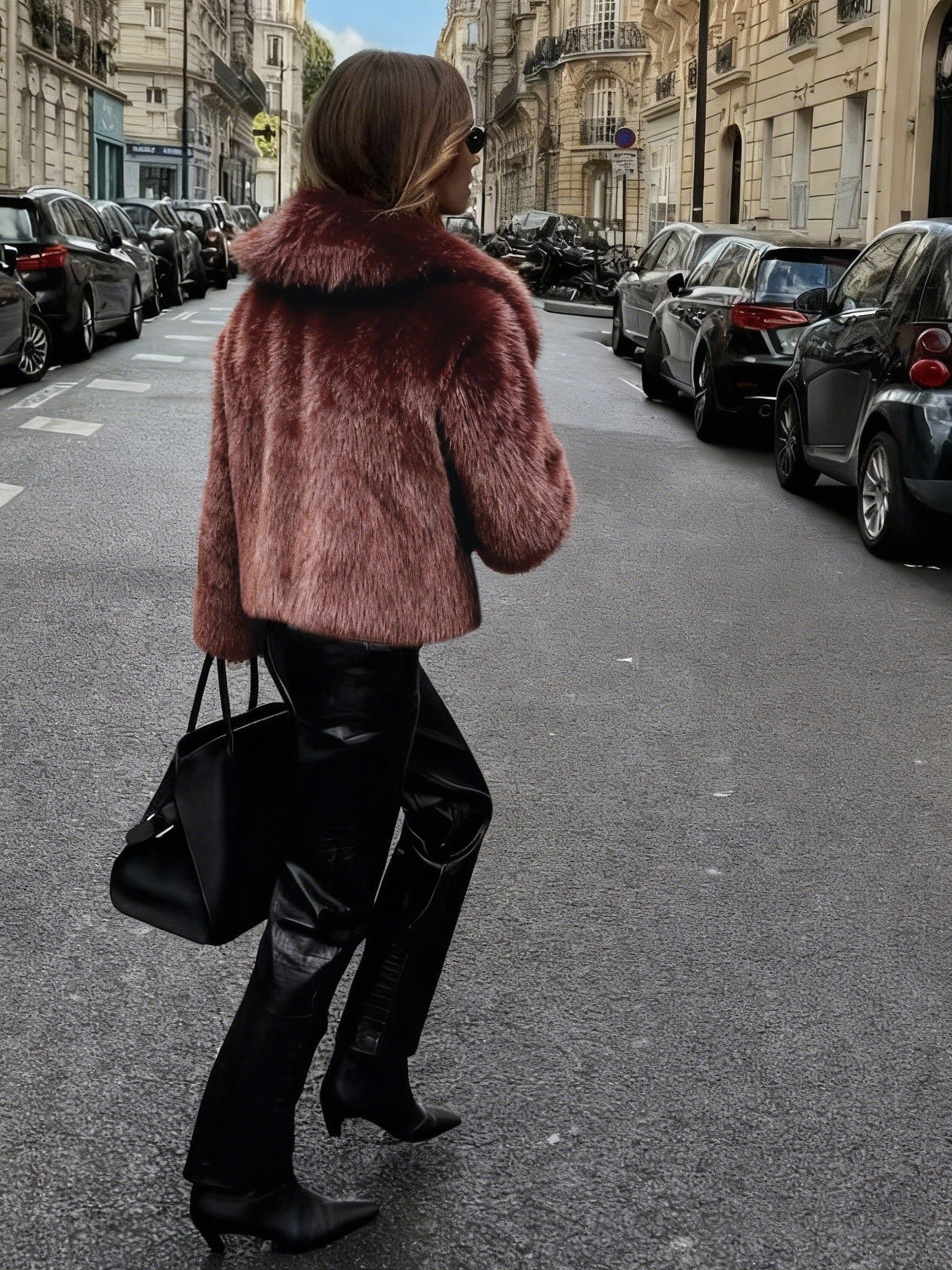 Jaqueta Curta de Inverno com Forro de Pelo Falso - Casaco Macio e Quente Ideal para Outono/Inverno, Lavável na Máquina, Casaco Curto Casual em Cor Sólida com Detalhes em Pelo Falso Bege Claro