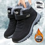 Botas de Neve Femininas, Estilo Casal Outono/Inverno Unissex Esportes ao Ar Livre Sapatos Cano Alto para Caminhada com Forro Fleece Quente e Solado Macio Antiderrapar Durável Tamanho Grande Pai Mãe Idosa Curta Confortavelmente no Dia a dia em Temperaturais Abissíssim