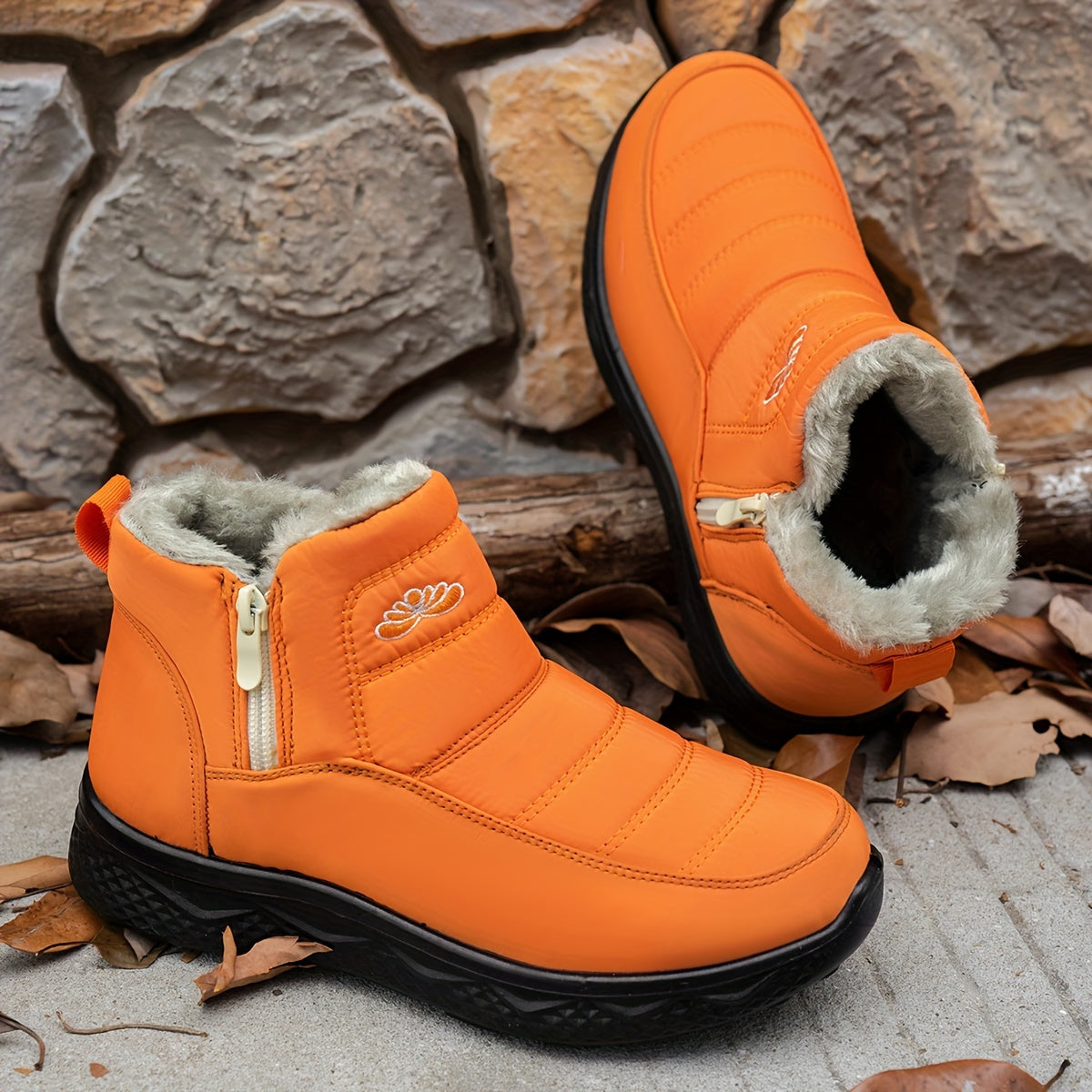 1 par de Botas Femininas para Inverno, Estilo Versátil com Forro Peludo, Design Leve e Bico Redondo, Fácil Calçar em Cano Curto, Ideal para Uso Externo, Confortável Durabilidade Quente - Tênis Elevação Ankle Boots & Snow Boots