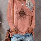 Sunflower Elegance Long Sleeve Women's Tee - Year-Round Style
