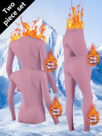 Conjunto de 4 Peças para Mulheres: Roupa Íntima Quente com Forro Polar, Camiseta e Calça Térmica para o Inverno